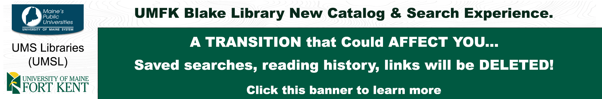 umfk library new catalog and search experience click banner for more information