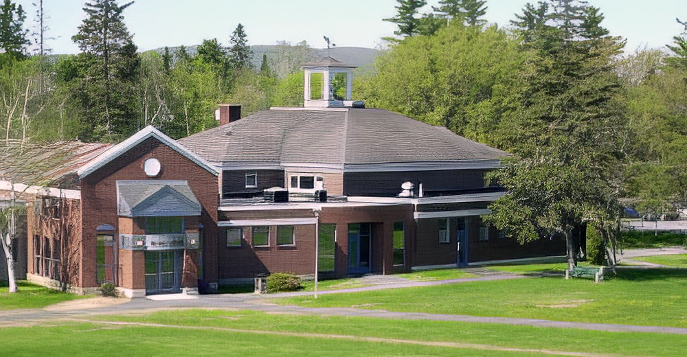 Blake Library's current entrance facing Cyr Hall